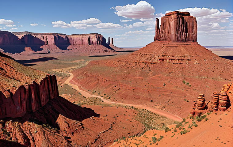 Monument Valley landscape, red sandstone buttes, Navajo land.