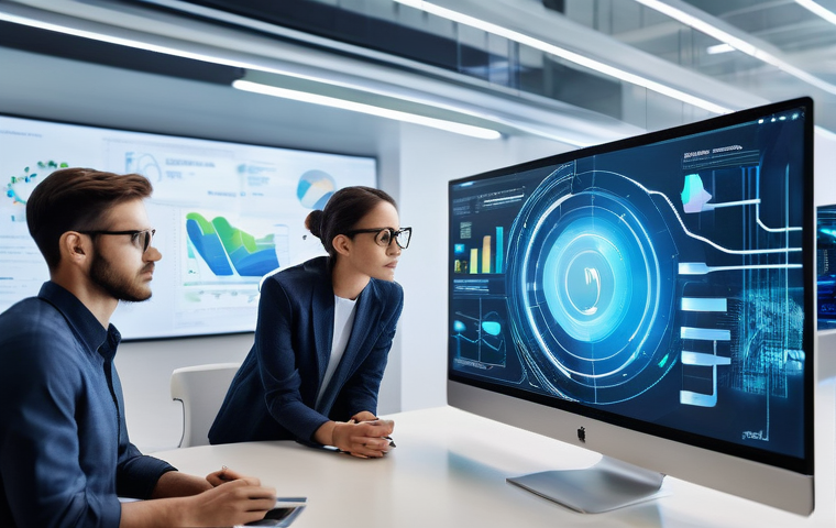 미국 기업 문화 - **Prompt for Hybrid Work and Work-Life Balance:**
    "A vibrant scene depicting a diverse group of ...