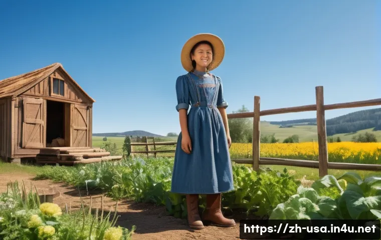 미국 서부 개척시대 생활상 - **A sun-drenched Western landscape, 1880s.** A young woman in a denim dress and practical leather bo...