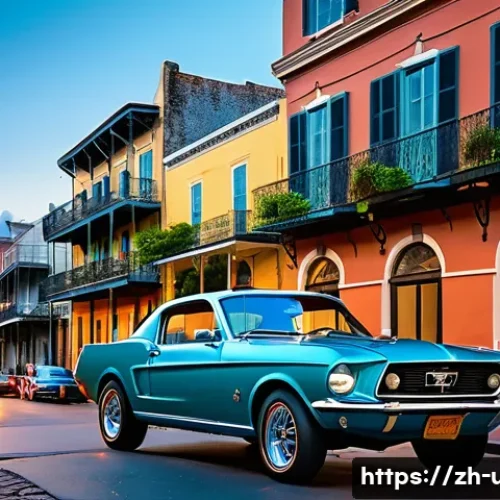 미국 도로 여행 추천 루트 - The car is sleek and polished, perhaps a vintage Ford Mustang or Chevrolet Camaro, depicted from a s...