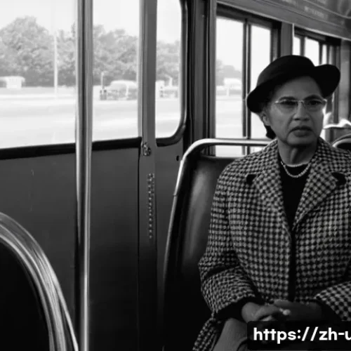 미국 흑인 민권운동 - **Prompt:** A powerful and historically accurate depiction of Rosa Parks calmly seated at the front ...