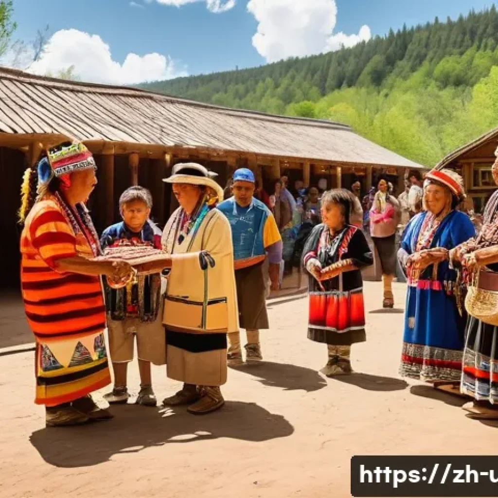 미국 인디언 보호구역 - A vibrant scene inside a Native American reservation showcasing a traditional cultural festival: eld...