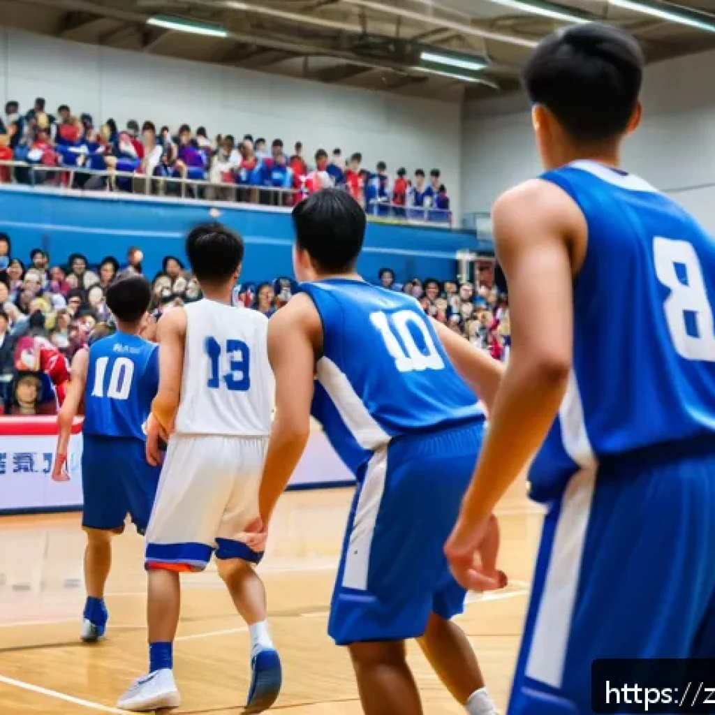 미국 대학 스포츠 문화 - A dynamic college basketball game scene on an indoor court, featuring a diverse team of athletes in ...