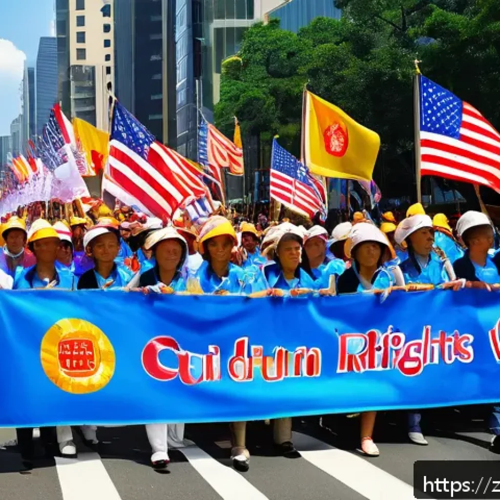 미국 노동절과 공휴일 - A vibrant Labor Day parade scene in a modern American city, featuring diverse groups of workers and ...