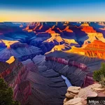 미국 그랜드캐년 여행 - A breathtaking panoramic view of the Grand Canyon&rsquo;s South Rim at sunrise, featuring iconic viewpoint...